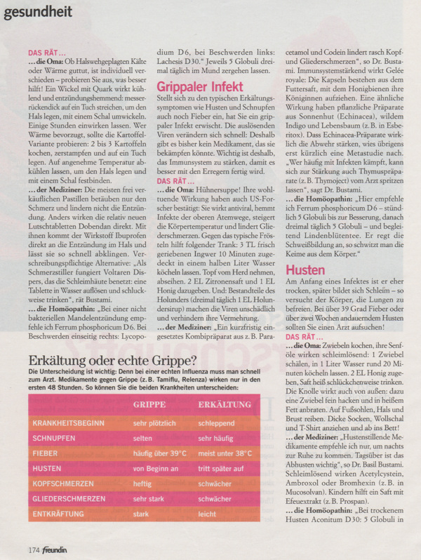 Veröffentlichung in der Zeitschrift Freundin 10/2007. 